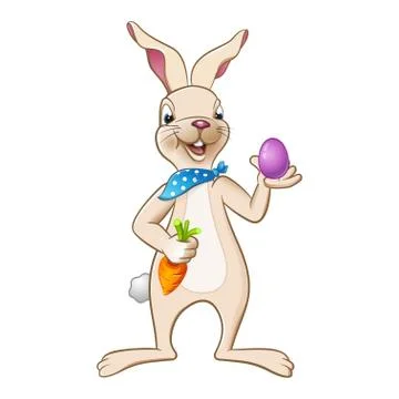 Easter Bunny with carrot and easter egg Stock Illustration