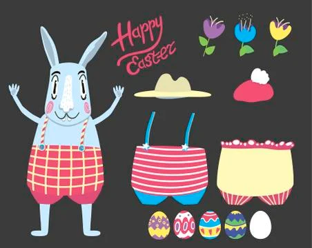 Easter bunny, character constructor. Illustrazione stock