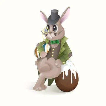 Easter Bunny With Chocolate Egg. Easter Bunny With Chocolate Egg. Vector I... Foto stock