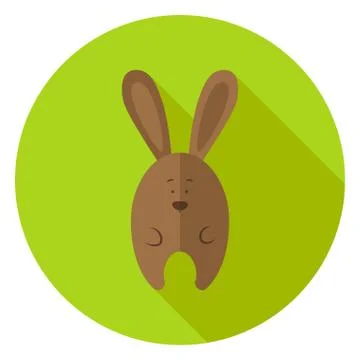 Easter Bunny Circle Icon with long Shadow Stock Illustration