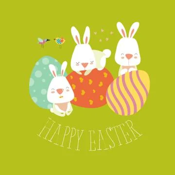 Easter bunny with colorful egg Stock Illustration