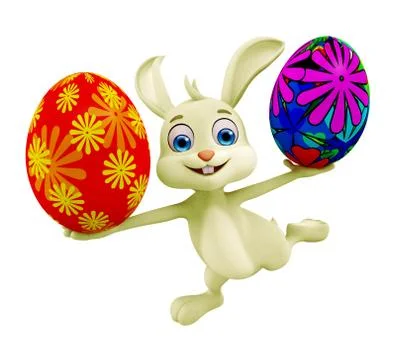 Easter Bunny with colorful eggs Stock Illustration