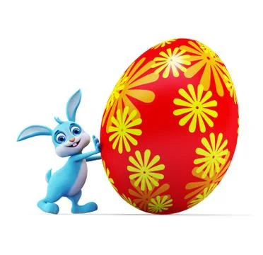 Easter Bunny with colorful eggs Stock Illustration