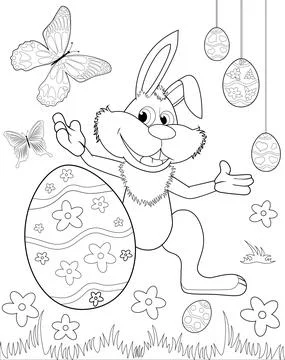 Easter bunny coloring book Stock Illustration