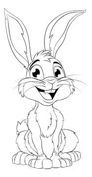 Easter Bunny Coloring Rabbit Outline Cartoon Stock Illustration