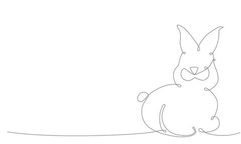 Easter bunny continues line hand draw element. Vector stock illustration Stock Illustration