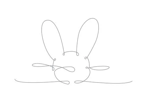 Easter bunny continues line hand draw element. Vector stock illustration Stock Illustration