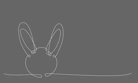 Easter bunny continues line hand draw element. Vector stock illustration 스톡 일러스트