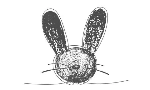 Easter bunny continues line hand draw element with grunge texture. Vector stock Stock Illustration
