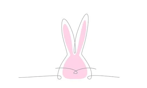 Easter bunny continues line hand draw element. Vector stock illustration 스톡 일러스트