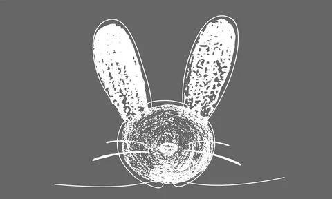 Easter bunny continues line hand draw element with grunge texture. Vector stock Illustrazione stock