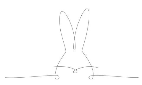 Easter bunny continues line hand draw element. Vector stock illustration Stock Illustration