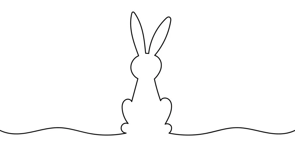 Easter bunny continuous one line drawing on white background. Stock Illustration