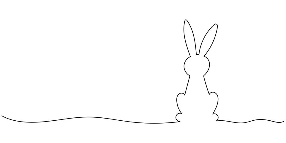 Easter bunny continuous one line drawing. Bunny contour vector illustration Illustrazione stock