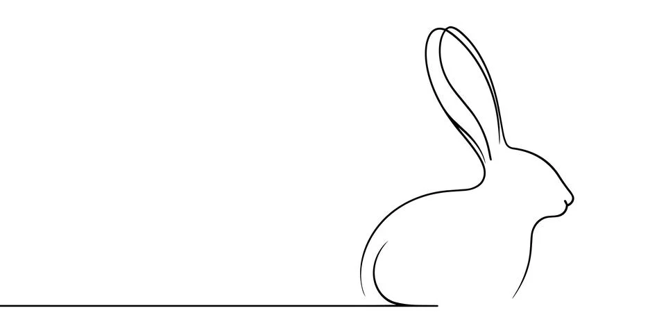 Easter Bunny Continuous One Line Drawing. Rabbit Silhouette for Spring Design Stock Illustration