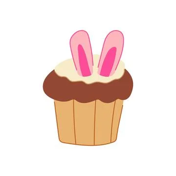 Easter bunny cupcake decorating sweet holiday dessert Stock Illustration