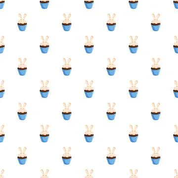 Easter bunny cupcake seamless pattern background Stock-Illustration