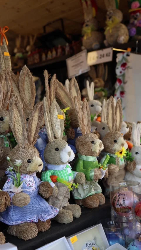Easter bunny decorations at market Stock-Footage 331811974