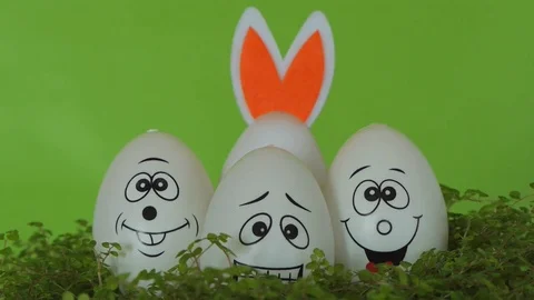 Easter bunny, with decorative eggs. Spring And Easter Background. Stock Footage 74107932