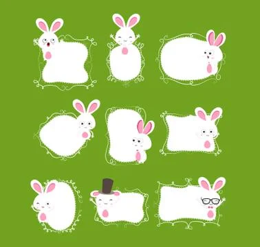 Easter bunny doodle boder Illustrazione stock