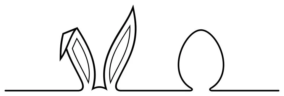 Easter Bunny Ear and Easter egg vector in Black. White isolated background. Illustrazione stock