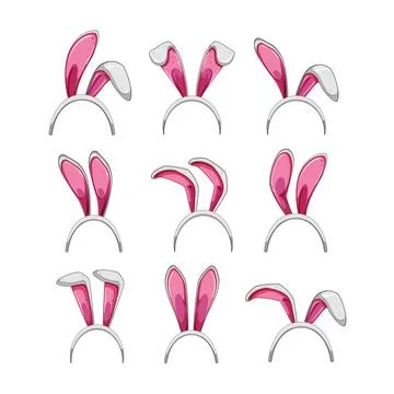 Easter bunny ear set cartoon vector illustration Illustrazione stock
