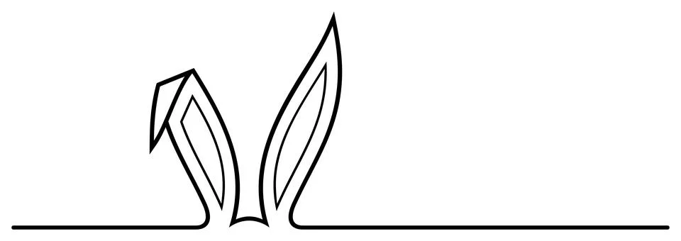 Easter Bunny Ear vector in Black. White isolated background. Stock Illustration