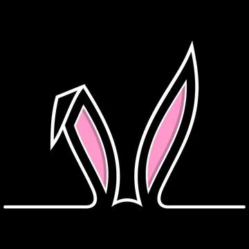 Easter Bunny Ear vector. Black Background. Stock Illustration