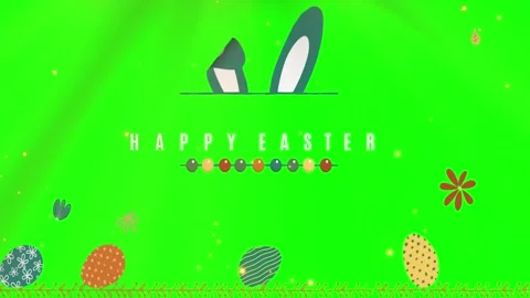 Easter bunny ears and colorful eggs animation on a green screen background. Stock Footage 343908537