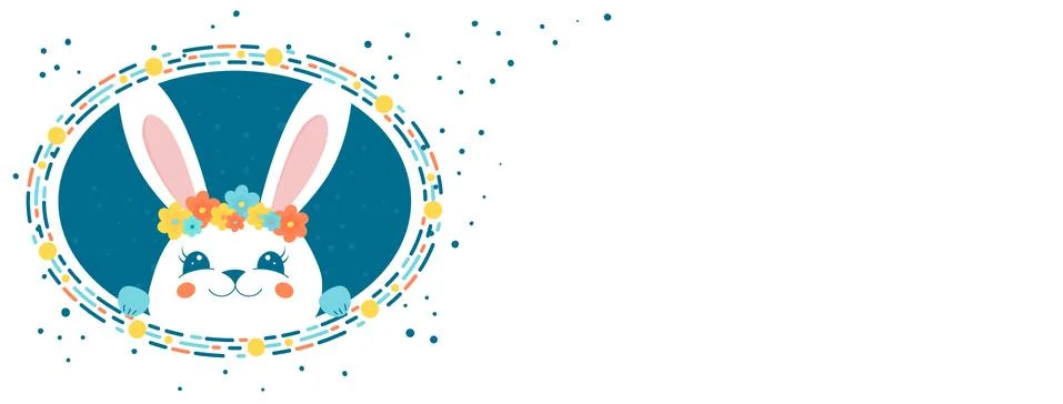 Easter Bunny ears. Easter poster and banner template with easter bunny. Greet Stock Illustration