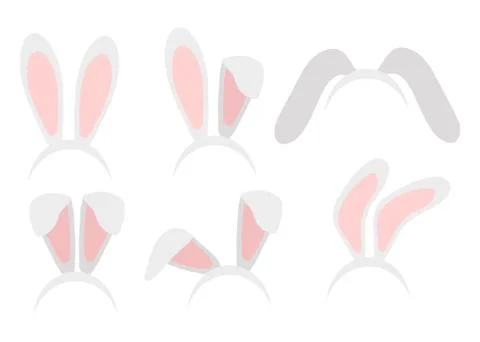 Easter bunny ears mask hand draw vector illustration. Rabbit ear spring hat s Stock Illustration