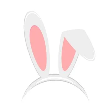 Easter bunny ears mask isolated on white background. Rabbit ear spring hat in Illustrazione stock