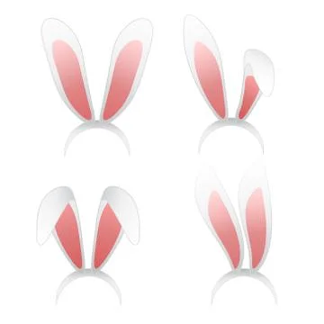 Easter bunny ears mask vector illustration. Ostern rabbit ear spring hat set Stockillustratie