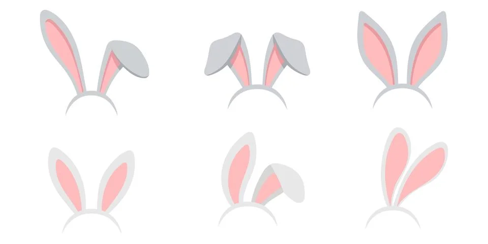 Easter bunny ears mask vector illustration. Ostern rabbit ear spring hat set  库存插图