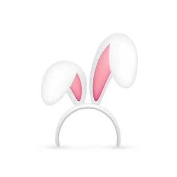 Easter Bunny Ears. Pink and White Mask with Rabbit Ear. Spring Seasonal Cute Hat Stock Illustration