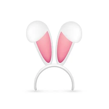 Easter Bunny Ears. Pink and White Mask with Rabbit Ear. Spring Seasonal Cute Hat Stock Illustration