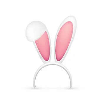 Easter Bunny Ears. Pink and White Mask with Rabbit Ear. Spring Seasonal Cute Hat Stock Illustration