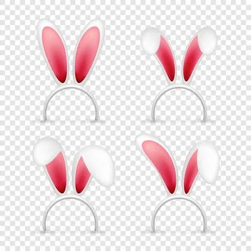 Easter bunny ears. Pink and white mask with rabbit ear. Spring seasonal cute hat Stock Illustration