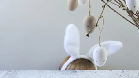 Easter Bunny Ears. White ears of the Easter Bunny. Happy Easter Stock Footage 236058684