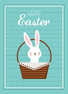 Easter bunny with Easter basket full of Easter eggs Stock Illustration