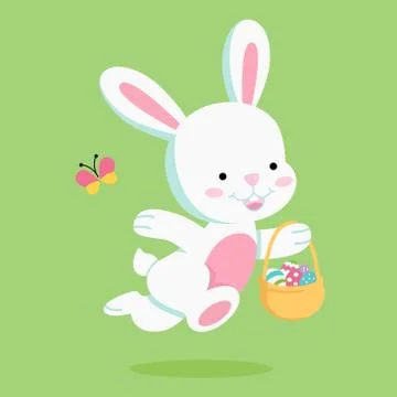 Easter Bunny with Easter Basket Stock Illustration