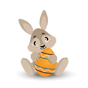 Easter Bunny with Easter egg, simple design 스톡 일러스트