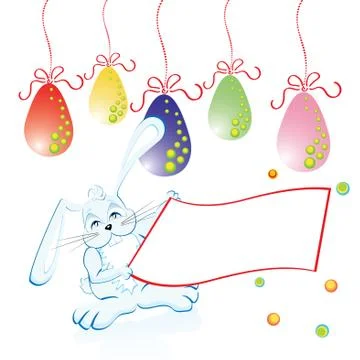 Easter bunny easter eggs with copyspace over white, vector illustration Stock Illustration