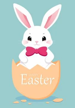 Easter bunny with easter eggs. easter greeting card with bunny. Happy Easter. Stock Illustration