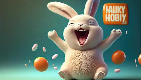 Easter bunny with easter eggs in a field of flowers Stock Illustration