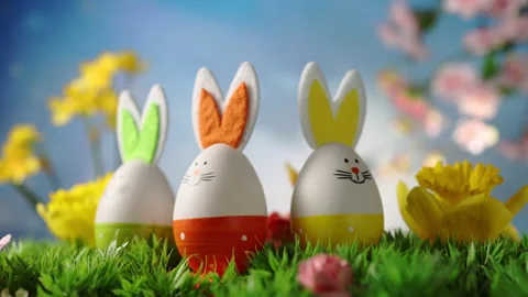 Easter Bunny with Easter Eggs Stock Footage 167169212