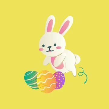 Easter bunny with easter eggs Stock Illustration