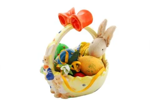 Easter bunny with easter eggs Stock Photos