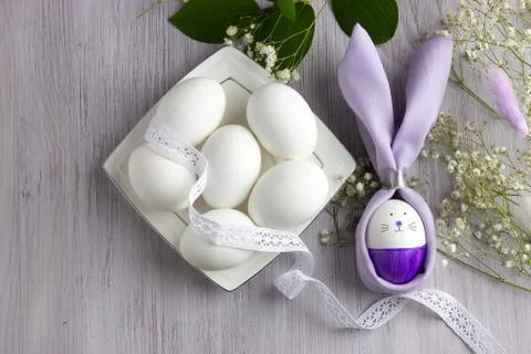 Easter Bunny with easter eggs Stock Photos