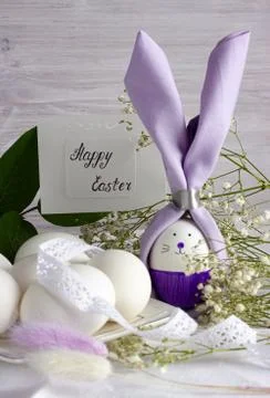 Easter Bunny with easter eggs Stock Photos